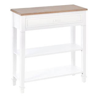 Tavolo Consolle Bianco e Color Legno con Cassetto