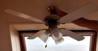 Lámpara Ventilador Techo Oro y Blanco
