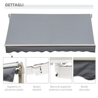 Tenda da Sole 3x2.5 m Avvolgibile per Porte e Fine