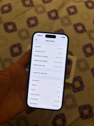 iPhone 16 128GB Azul - Batería 89%