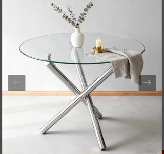 Mesa de comedor redonda cristal y metal