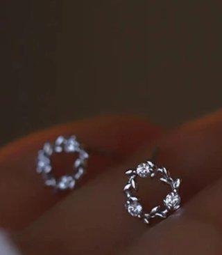 Pendientes pequeños flor plata 7mm