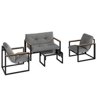 Outsunny Set da Giardino 4pz con Sedie Divano Tavo