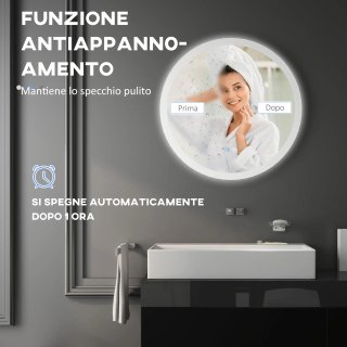 Specchio Bagno LED Antiappannamento con 3 Colori e