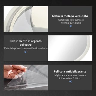 Specchio Bagno LED Antiappannamento con 3 Colori e