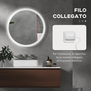 Specchio Bagno LED Antiappannamento con 3 Colori e
