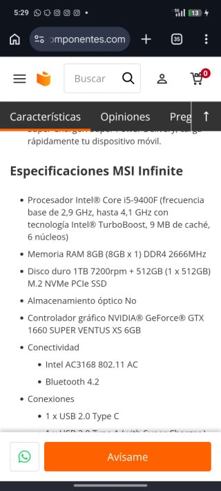 PC Gaming i5 9400F+1660 Super 1TB+512GB+8gRAM MSI