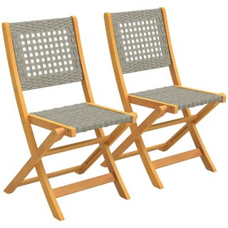 Set di 2 Sedie Pieghevoli da Giardino in Rattan PE