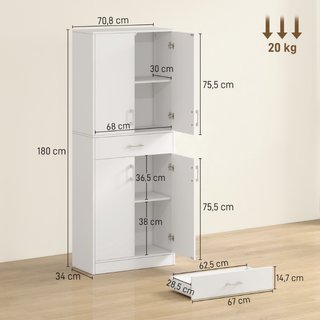 Credenza Cucina Alta con 2 Armadietti e un Cassett