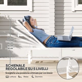 Lettino Sdraio con Schienale Regolabile su 5 Livel