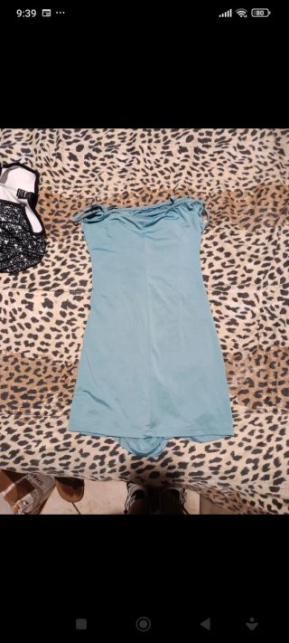 Abito estivo arricciato blu taglia S