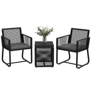 Set da Giardino in Rattan con 2 Poltroncine con Cu