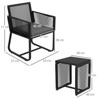 Set da Giardino in Rattan con 2 Poltroncine con Cu