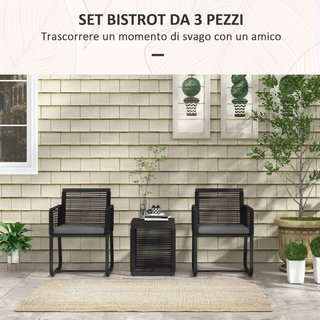 Set da Giardino in Rattan con 2 Poltroncine con Cu