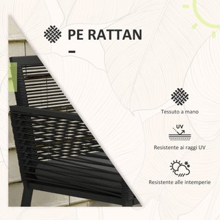 Set da Giardino in Rattan con 2 Poltroncine con Cu
