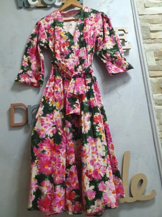 Vestido Zara floral verde y rosa