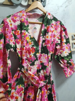 Vestido Zara floral verde y rosa