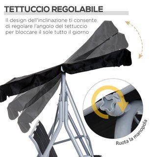 Dondolo da Giardino 3 Posti con Tettuccio Parasole