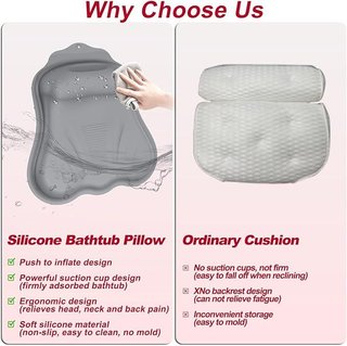 TABKSOLA Almohada Bañera Silicona Gris Oscuro
