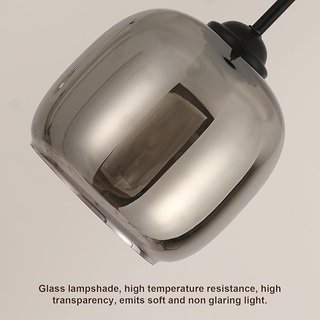 Mckalen Lámpara vidrio colgante Gris humo E27