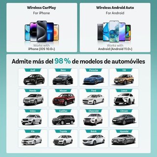 OTTOCAST Mini Inalámbrico Android Auto y Carplay