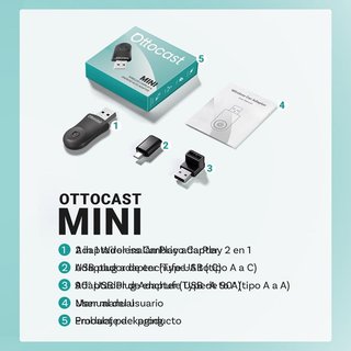 OTTOCAST Mini Inalámbrico Android Auto y Carplay