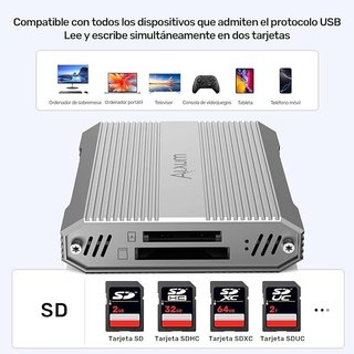 Alxum Lector de Tarjetas de Doble Ranura 10 Gbps