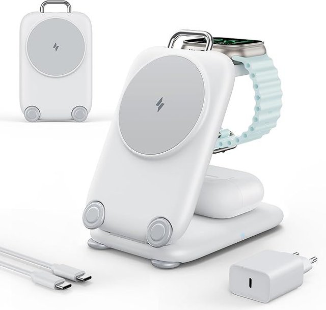 Mukiya Cargador inalámbrico 3en1 Plegable Blanco