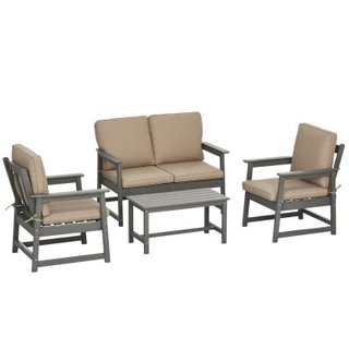 Outsunny Set da Giardino 2 Poltrone Divano e Tavol