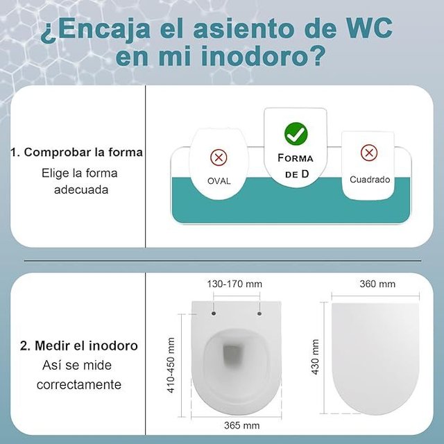 MEEJEE Tapa WC Amortiguada DForma 430x360mm BLANCA