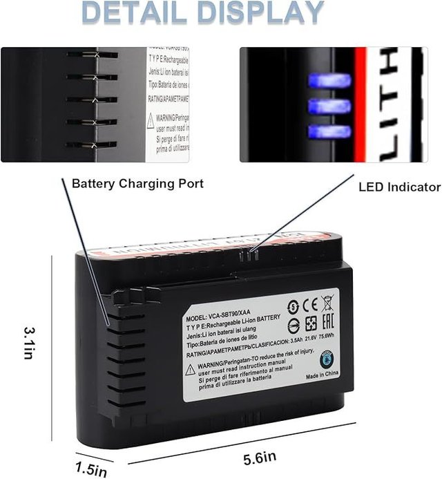 MXJFYY Batería 21,6V 3,5Ah Samsung Jet 75 90