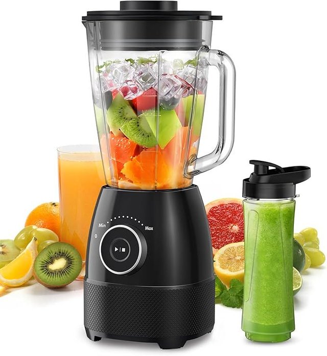 WAWORIO Batidora Vaso 1500W Jarra Vidrio 1,5L