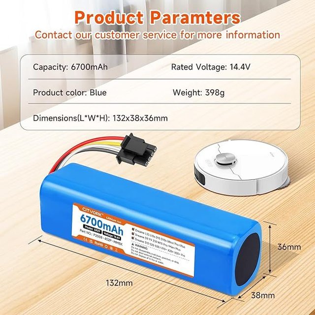 CITYORK Batería 14,4V 6700mAh Dreame D9 Pro D9 Max