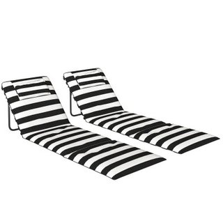 Outsunny Set 2 Sdraio da Spiaggia con Poggiatesta