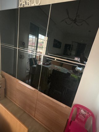 Mueble Vitrina Salón Madera y Cristal