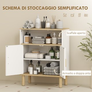 Mobile Bagno Autoportante con Ripiano Regolabile,