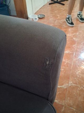 Sofá de tela gris