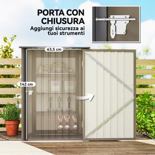 Casetta da Giardino Porta Attrezzi in Acciaio Galv