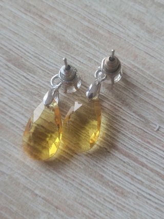 Pendientes lágrima ámbar y plata