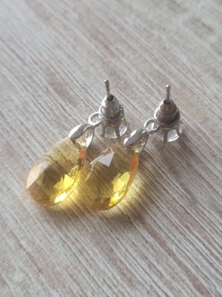 Pendientes lágrima ámbar y plata