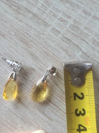 Pendientes lágrima ámbar y plata