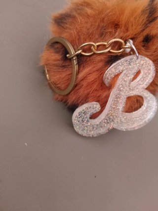 Portachiavi con iniziale B glitterato