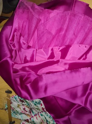 Vestido largo fiesta multicolor y rosa