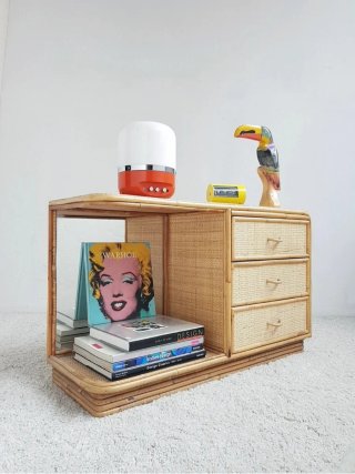 Mueble auxiliar de Bambú. Vintage, 80s.