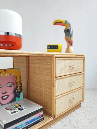 Mueble auxiliar de Bambú. Vintage, 80s.