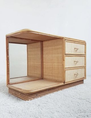 Mueble auxiliar de Bambú. Vintage, 80s.