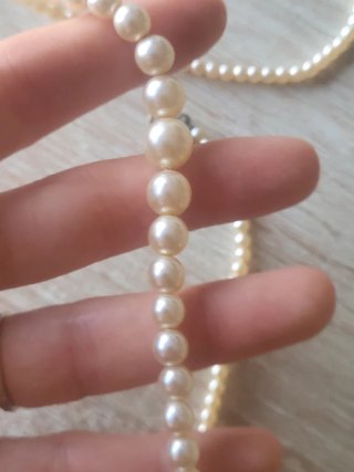 Collar tipo perlas vintage con cierre plateado