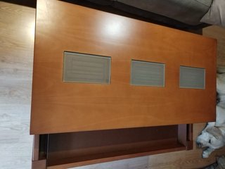 Mesa auxiliar madera y cristal