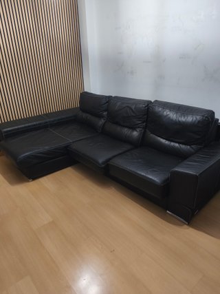 Sofá chaise longue piel negro 270x165cm