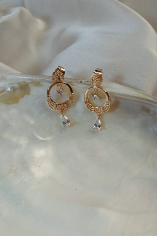 Pendientes Vintage Chapado Oro 18k Circonitas